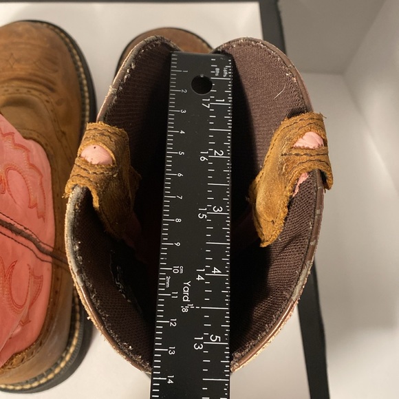 Justin Gypsy Boot Pink Brown Leather Women Western Cowboy Round Toe 9.5 - Picture 9 of 13